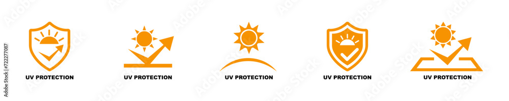 Uv protection vector icons set. Protection from sun radiation and ultraviolet. Shield from sun. Uv protection vector icons set. Protection from sun radiation and ultraviolet. Shield from sun.