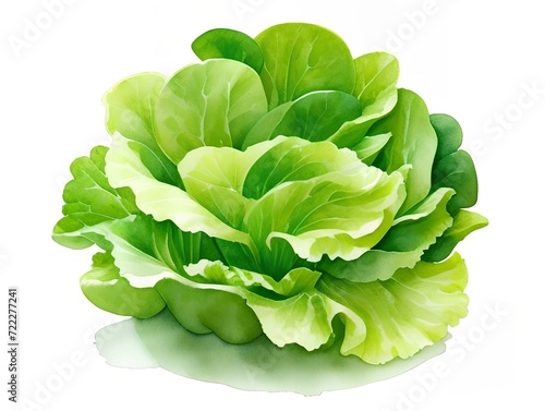 Green lettuce salad  watercolor illustration