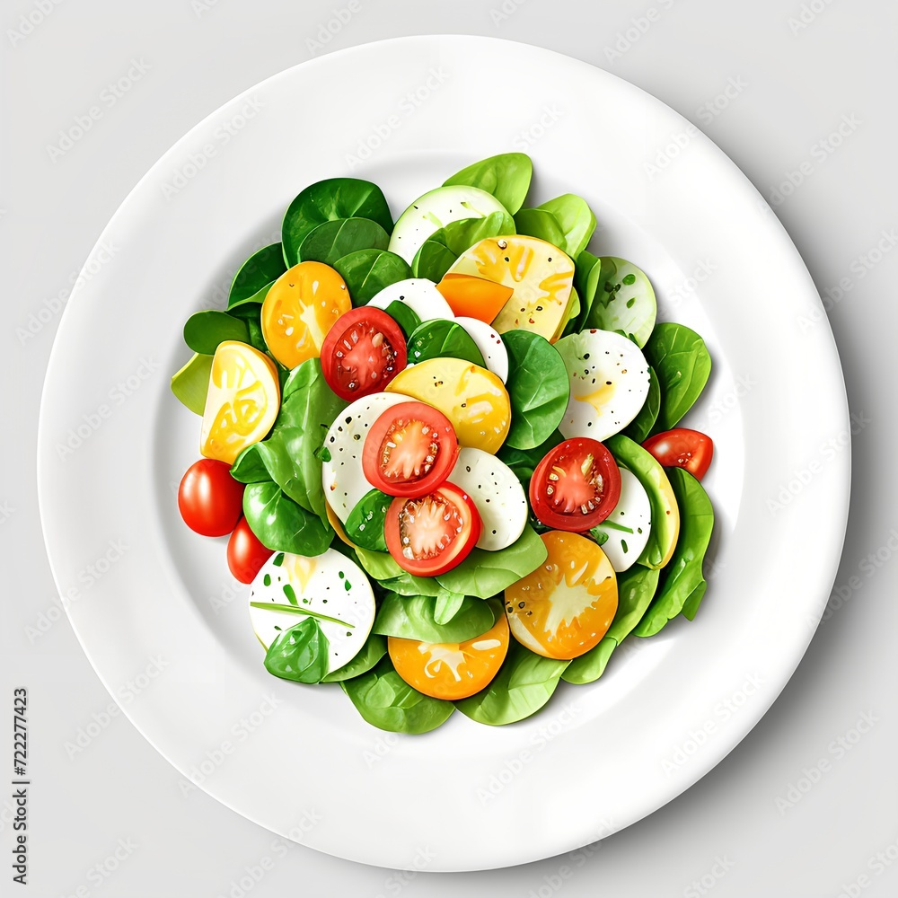 Healthy salad plate, watercolor illustration Healthy salad plate, watercolor illustration