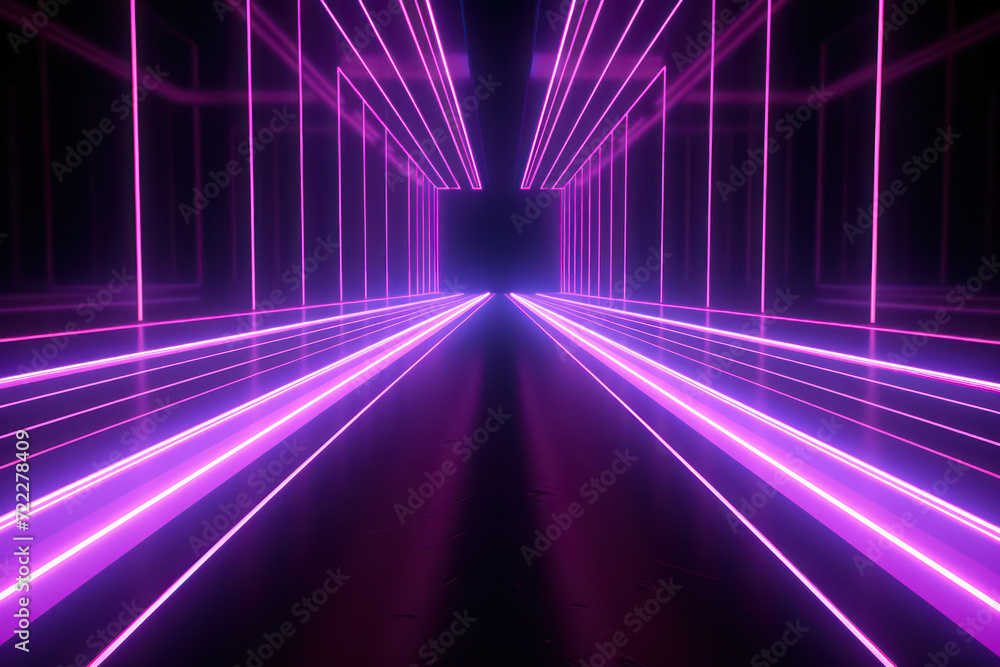 Glowing Neon Perspectives: Abstract Futuristic Tunnel in Empty Space Glowing Neon Perspectives: Abstract Futuristic Tunnel in Empty Space