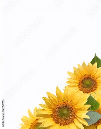 Sunflowers on a white background with copy space for your text © Євдокія Мальшакова