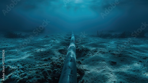 Underwater Fiber Optic Cable On Ocean Floor photo