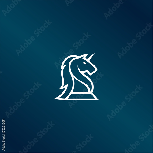 chess horse knight on square logo design