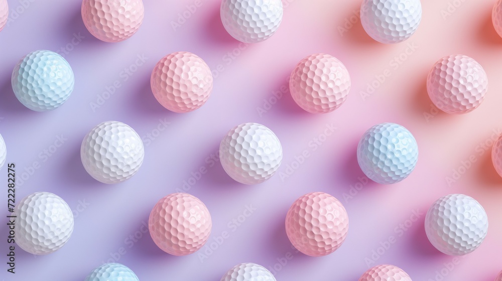 Pattern of blue, pink and white golf balls on a pastel background. Minimal creative sport concept. Pattern of blue, pink and white golf balls on a pastel background. Minimal creative sport concept.