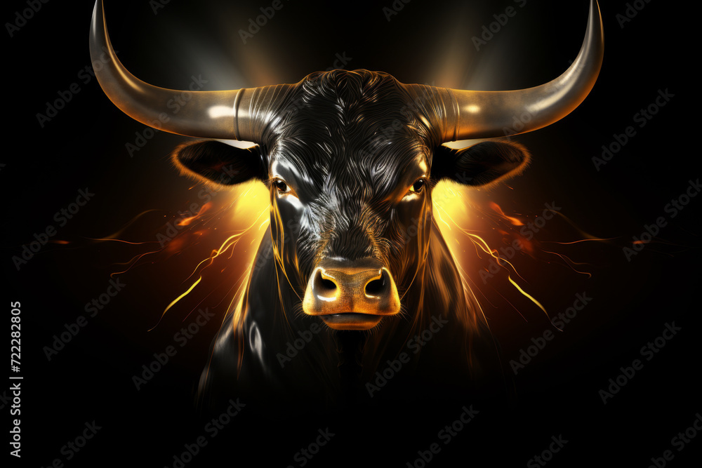 illustration of bull head like symbol representing financial market trends, crypto currency market illustration of bull head like symbol representing financial market trends, crypto currency market