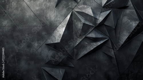 Fototapeta Naklejka Na Ścianę i Meble -  Dark folded geometric shapes creating a textured abstract pattern.