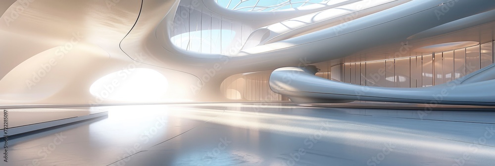Futuristic Modern Art Gallery, Architectural Marvel with Innovative Design.