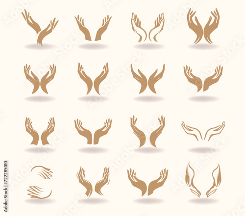 Elegant hands, design elements or parts of an emblem or logo for a company engaged in cosmetics, spa treatments, massage salon, beauty salon, environmental skin care products
