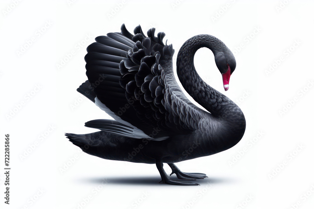 Fototapeta premium full black swan isolated on a white background. ai generative