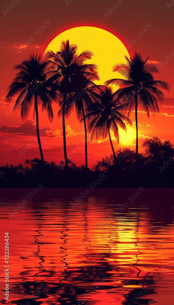 Palm trees at the sunset