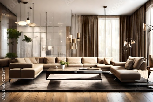 modern living room with sofa © AI artistic beauty