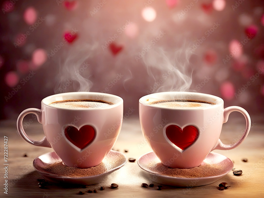 Coffee. A pair of mugs for lovers. Love. Valentine's Day. Birthday. March 8. Winter. Spring. A beautiful couple. Cafe. Coffee. A pair of mugs for lovers. Love. Valentine's Day. Birthday. March 8. Winter. Spring. A beautiful couple. Cafe.