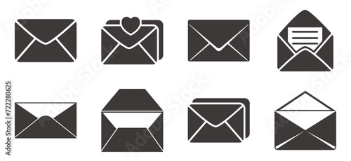 A set of Creative vector illustration of open and closed paper envelope isolated on background.