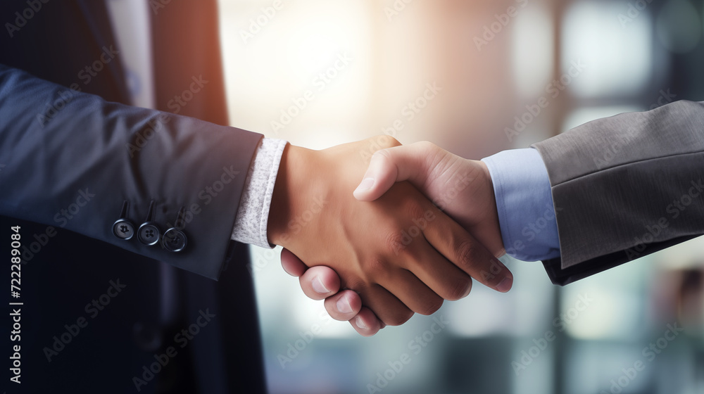 Business partnership meeting concept. Successful businessmen handshaking after a great deal.