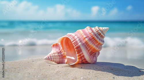 Colorful and intricate Conch Shell or Seashell on the beach