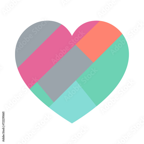 Happy Valentine's day. Greeting card with hearts. Heart made of abstract geometric pattern