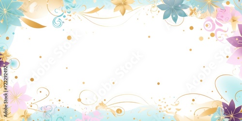 colorful blank area pastel frame with colorful flower broder pattern
