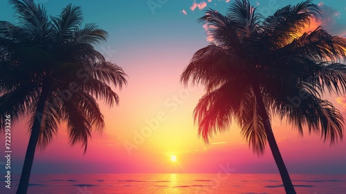 Palm trees at the sunset
