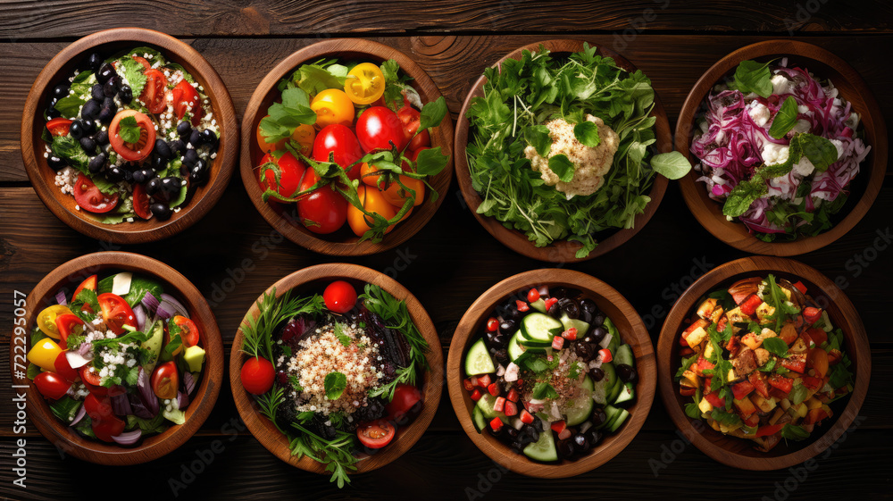 Top-View Rustic Salad Spread Top-View Rustic Salad Spread