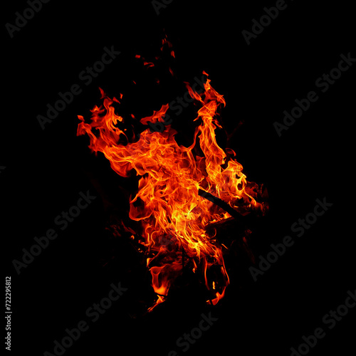 Fire of flame burning isolated on dark background for graphic design purpose © Royokta