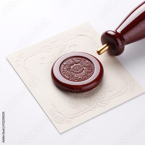 wax vintage facsimile seal on a sheet of paper photo
