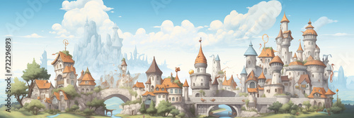 Mysterious Fabulous City. Background image 3808x1280 pixels. Neo Game Art 001 photo