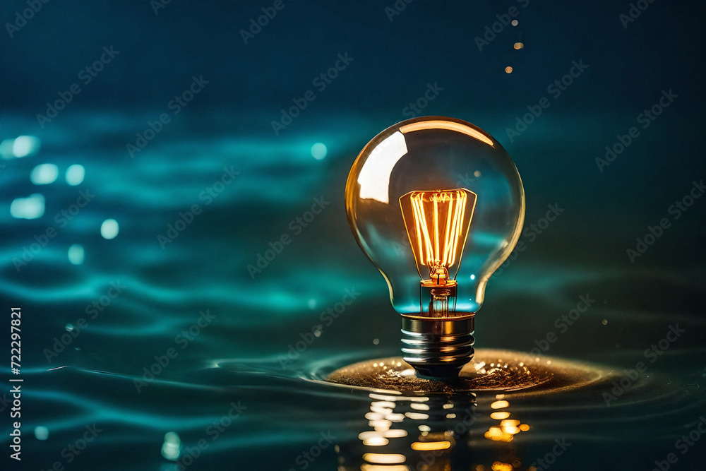 light bulb on water - obrazy, fototapety, plakaty 