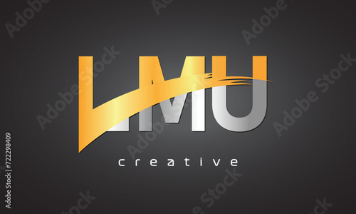 LMU Creative letter logo Desing with cutted photo