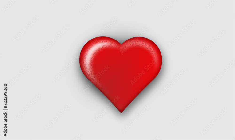 Love heart shape, red heart isolated on white