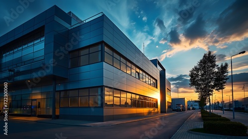 Urban Workspace Office Building at Sunset