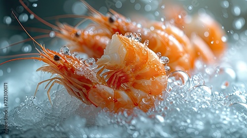 Succulent frozen shrimp. the freshness of the shrimp close up view. seafood photography. photo
