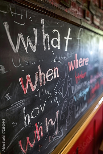 Five Ws and one H, The 5 double-u's and one H. Brainstorming and decision making, concept image with the six most common questions