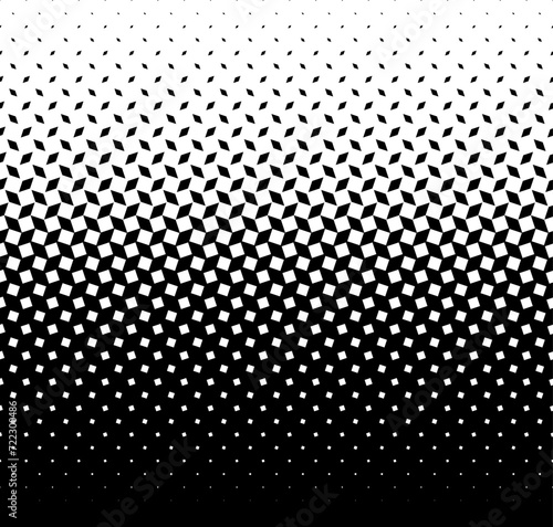 Geometric pattern of black diamonds on a white background.Seamless in one direction.Option with an average fade out to black