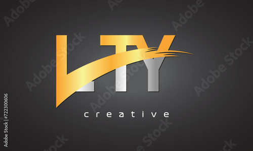 LTY Creative letter logo Desing with cutted	 photo