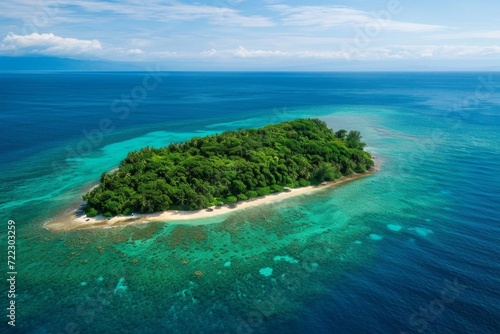 Secluded island sanctuary with pristine reefs and marine conservation