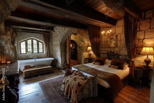 Enchanted castle hotel with royal suites and medieval banquets © Bijac