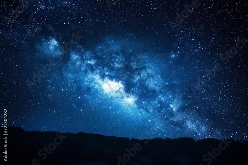 Mystical night sky with twinkling stars and galaxy