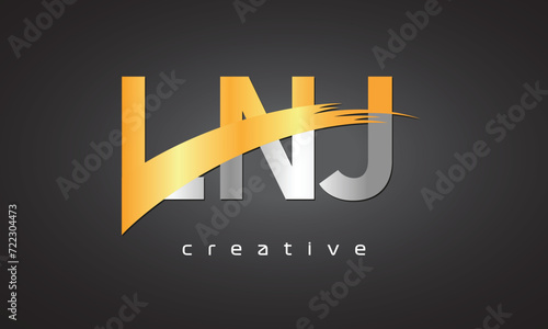 LNJ Creative letter logo Desing with cutted 