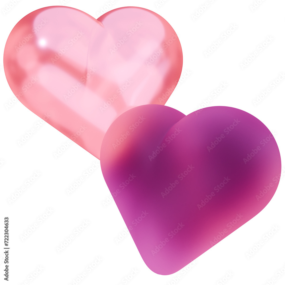 Unique design, 3D Pink Red Hearts set, love icon isolated png object Unique design, 3D Pink Red Hearts set, love icon isolated png object