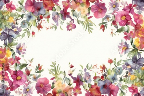 Watercolor painting of leaves and flowers, on white background,  Spring concept © Urban