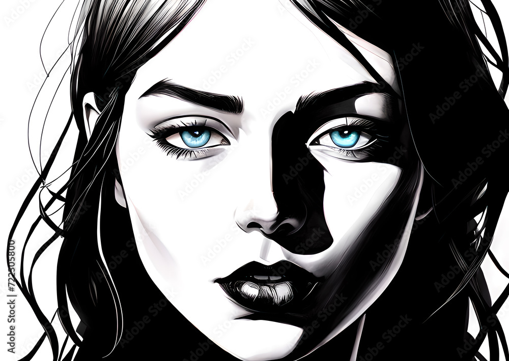 Portrait of a girl, abstract drawing, Mesmerizing Woman art, manga character design in anime style, Generative AI Portrait of a girl, abstract drawing, Mesmerizing Woman art, manga character design in anime style, Generative AI