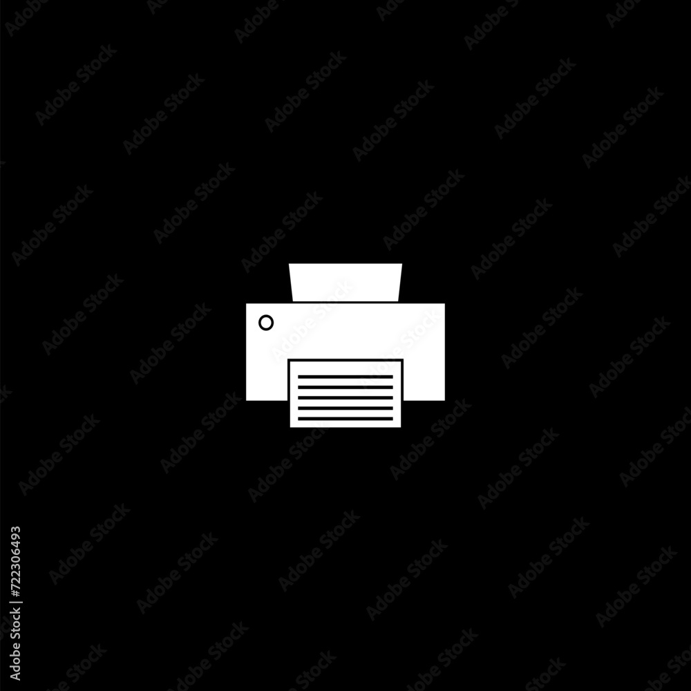 Printer icon simple sign isolated on black background Printer icon simple sign isolated on black background