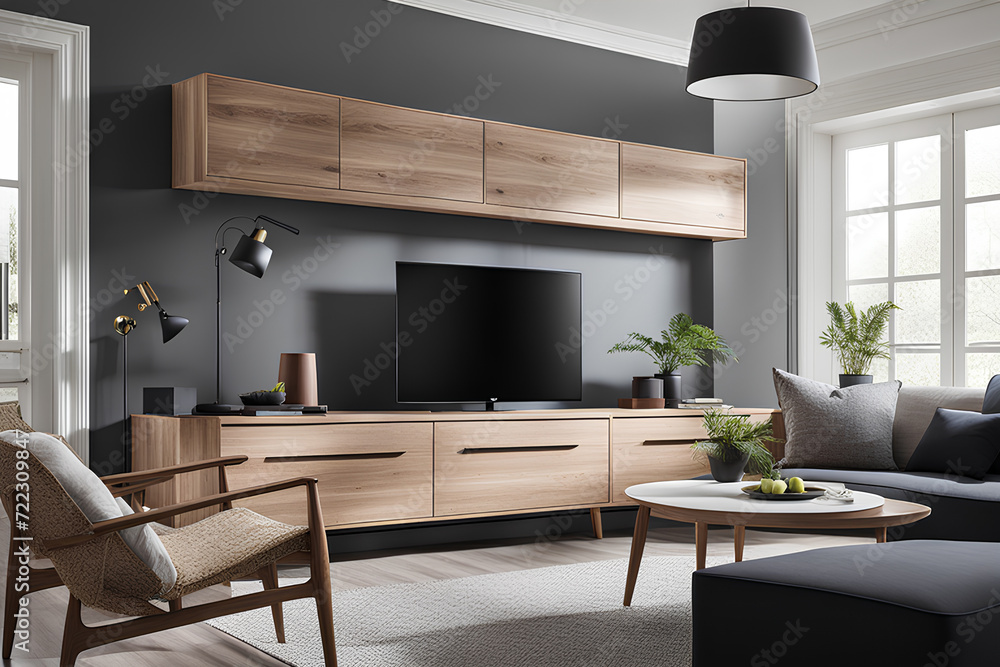 TV cabinet in a Scandinavian décor living room TV cabinet in a Scandinavian décor living room