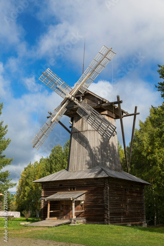 A windmill built in 1902 from Onega district of the Arkhangelsk region. The Museum of Wooden Architecture 