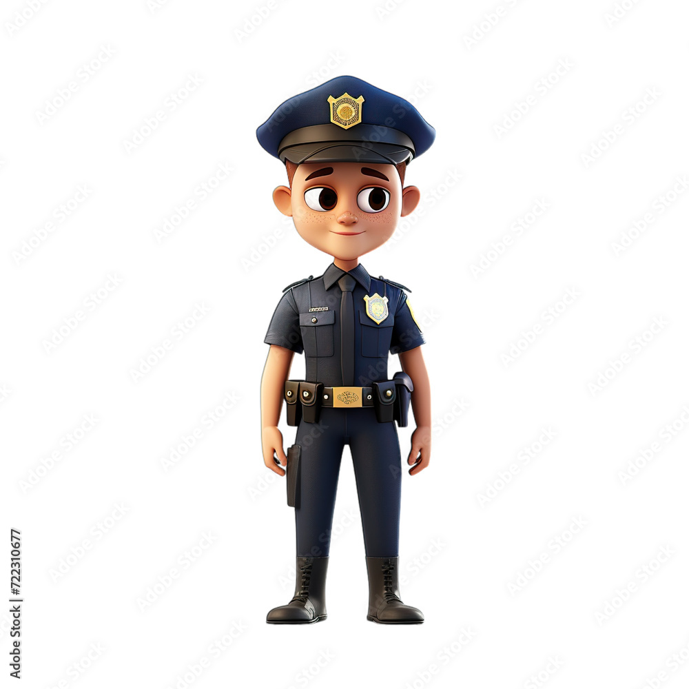 3d police officer on the background