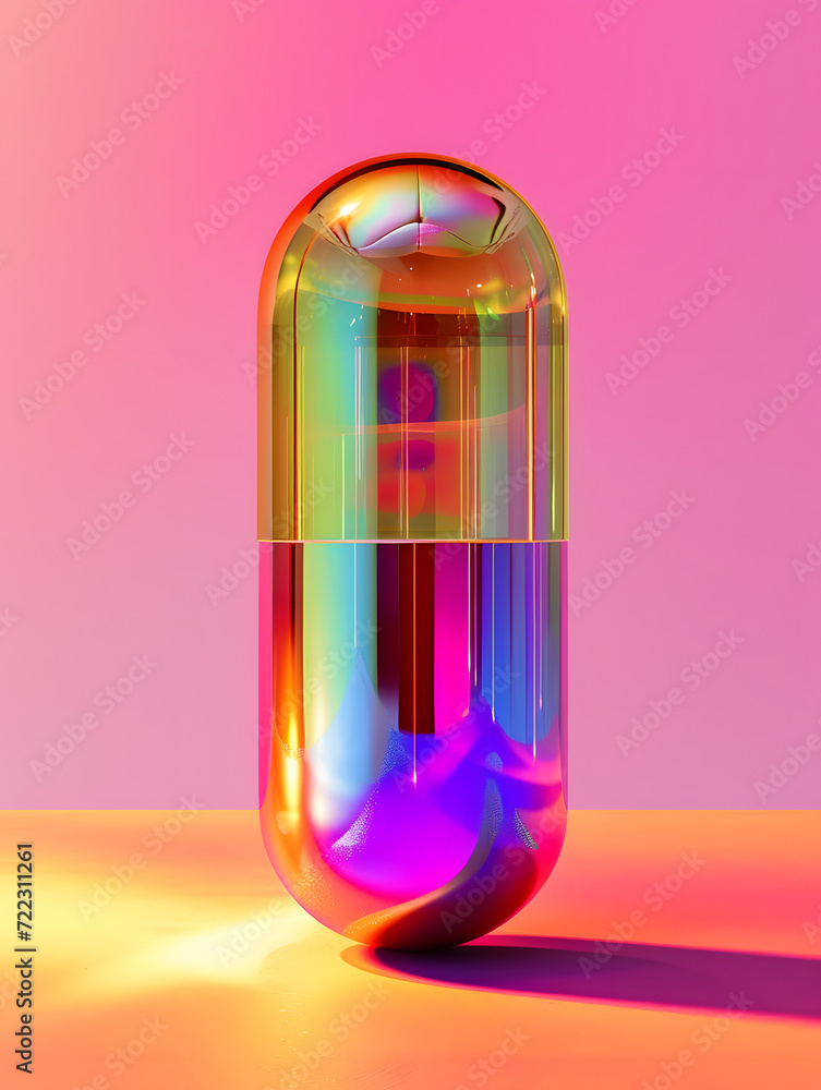 capsule made of iridescent capsule made of iridescent