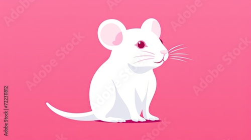 attention-grabbing icon of a laboratory rat with a white coat  red eye  and a distinctive pink tail.