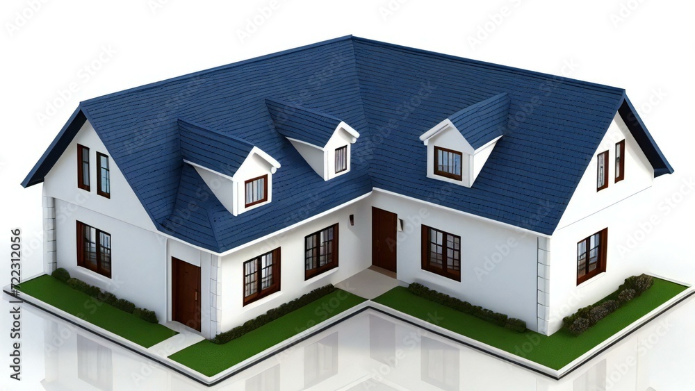 3d illustration of residential building exterior isolated on white background, Concept for real estate or property. 3d illustration of residential building exterior isolated on white background, Concept for real estate or property.