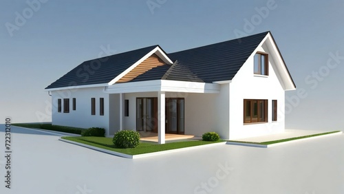 3d illustration of residential building exterior isolated on white background, Concept for real estate or property.