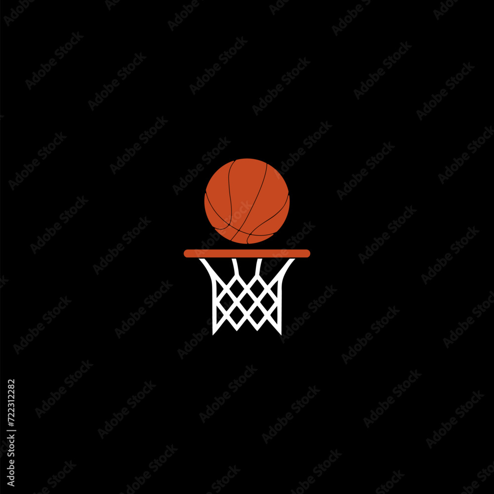Basketball ball logo icon isolated on dark background